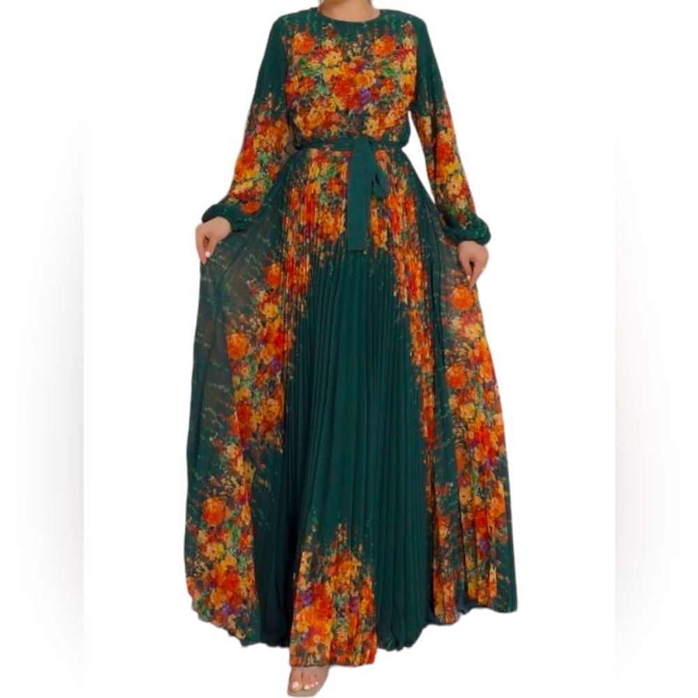 New floral Turkish maxi chiffon dress fully lined dress
